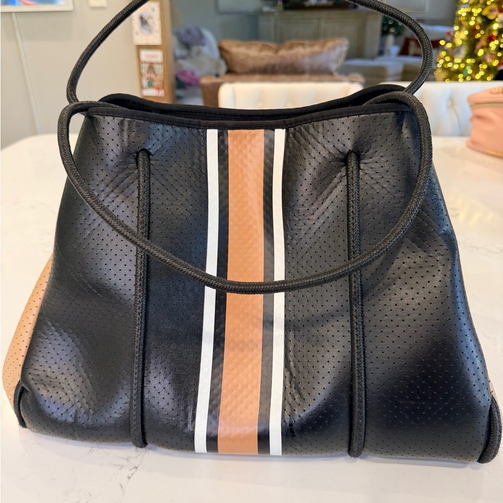 HAUTE SHORE Black and Tan Tote